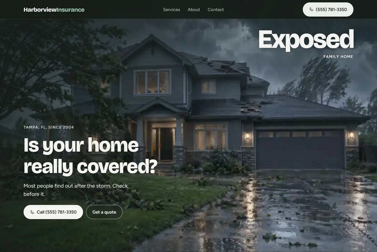 Screenshot of the Insurance Agents demo website on a computer