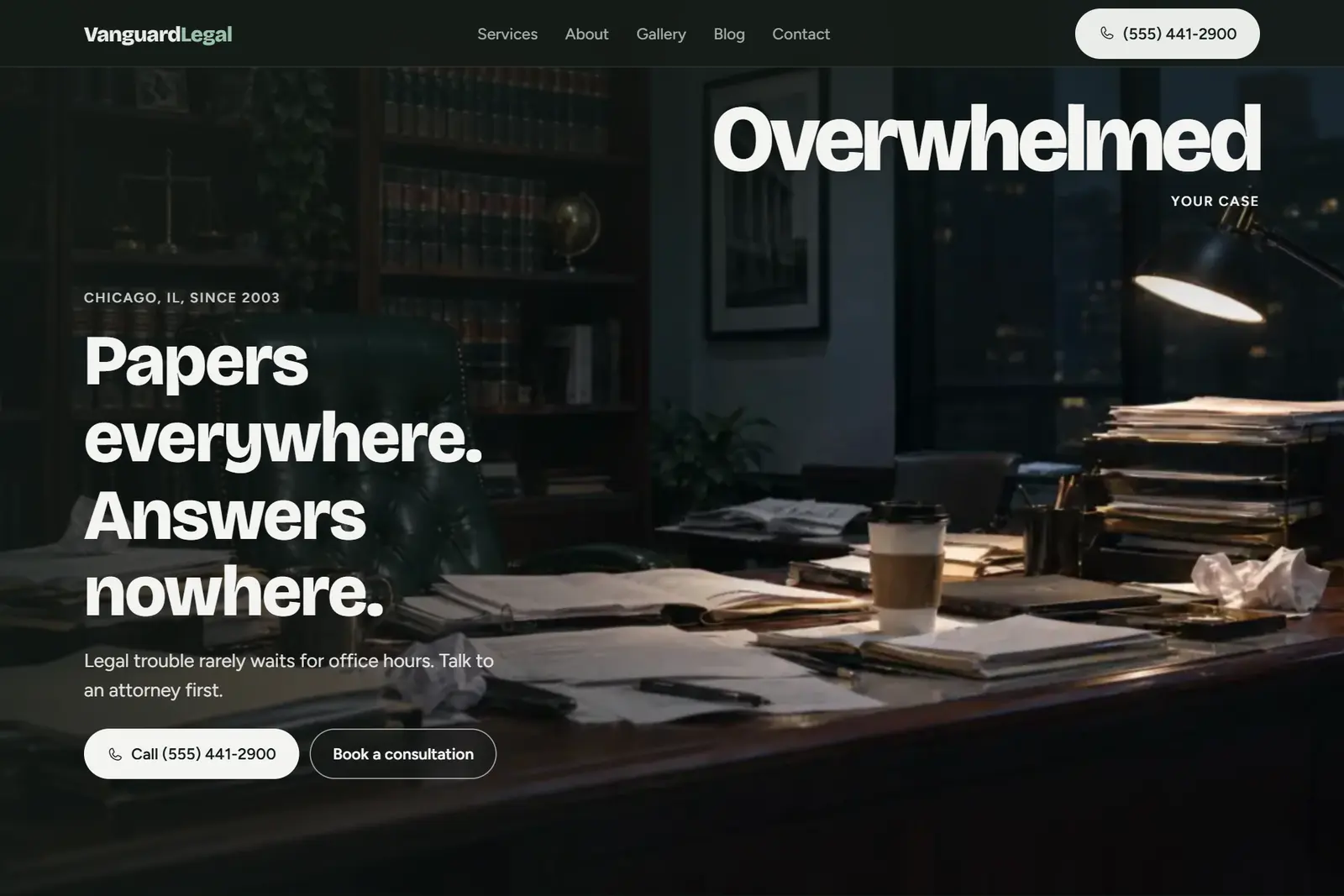 Screenshot of the Lawyers demo website on a computer
