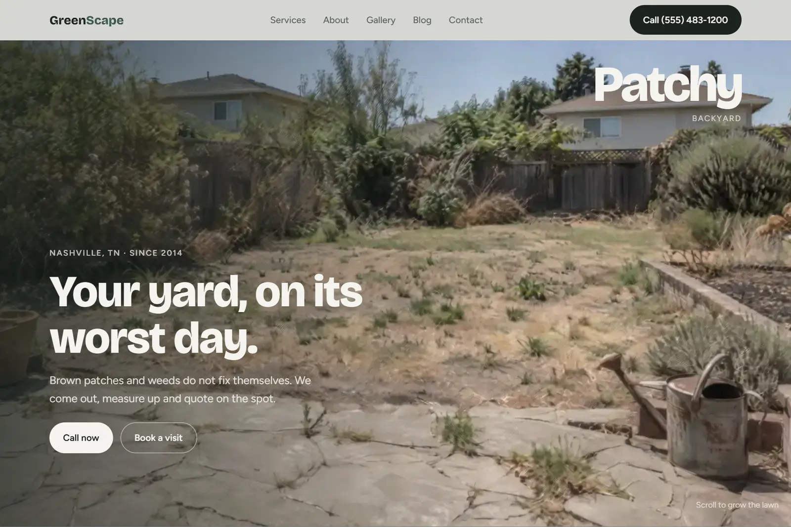 Screenshot of the Landscaping demo website on a computer