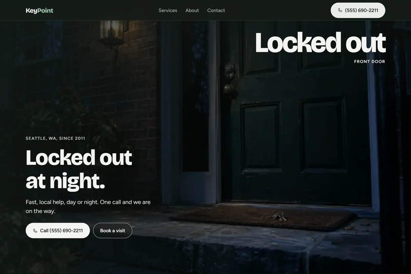 Screenshot of the Locksmith demo website on a computer