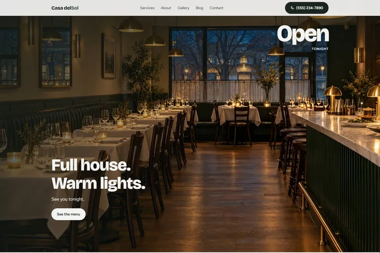 Illustrative restaurants website design