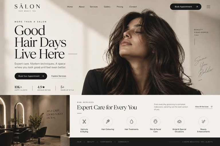 Illustrative salons & spas website design